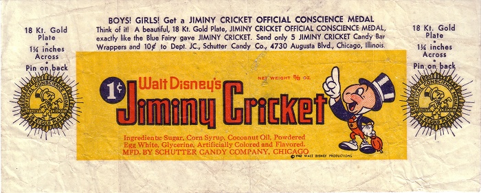 1940 Jiminy Cricket – Candy Wrapper Archive